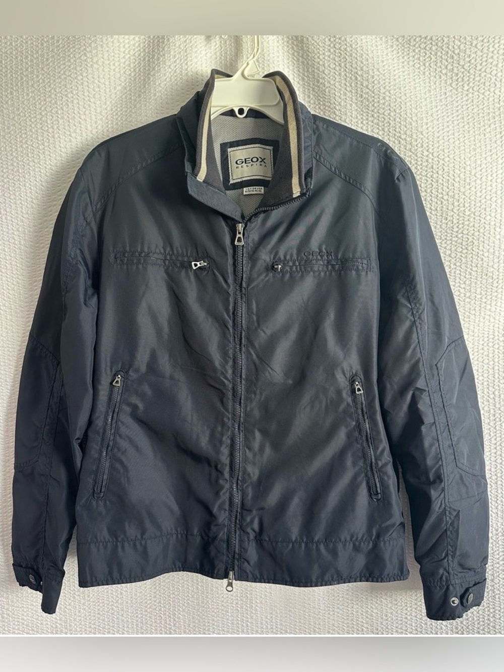 Geox Respira Navy Blue Lightweight Full Zip Bomber Jacket Size Large Men's